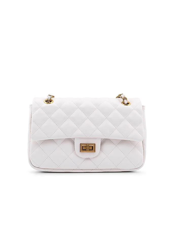 كابلي Women’s Quilted Shoulder Bag with Chain Strap and Turn-Lock Closure